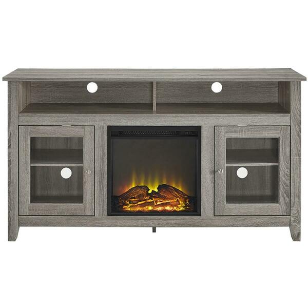 Walker Edison Furniture 58 In. Wood Highboy Fireplace Media Tv Stand Console - Driftwood W58FP18HBAG